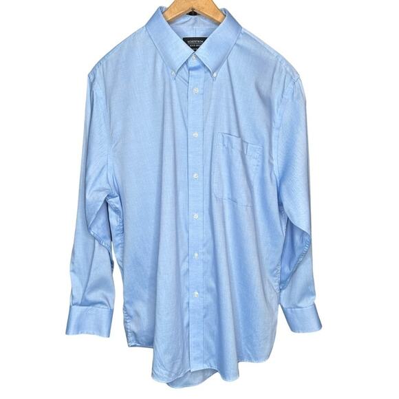 Nordstrom Blue Cotton Traditional Fit Button Down Shirt - Picture 1 of 11